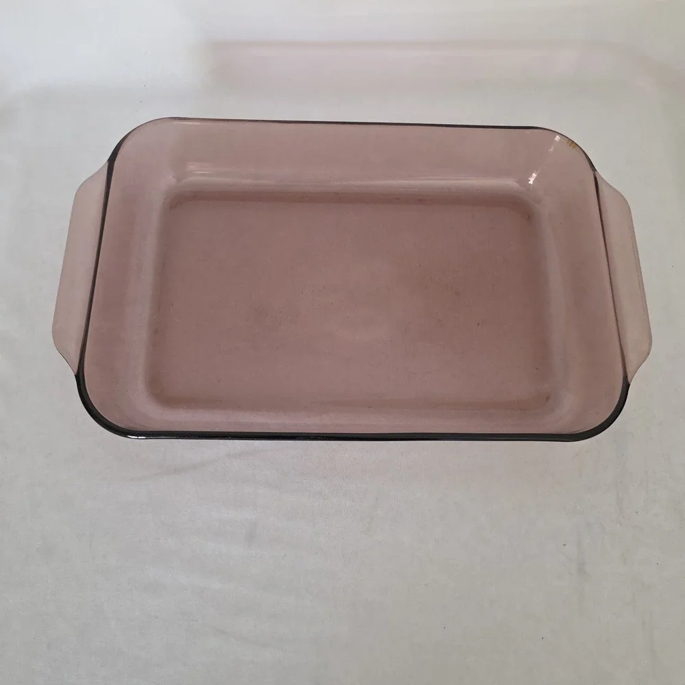 Vintage Pyrex #233-R Cranberry Glass Baking Pan Casserole Dish 13